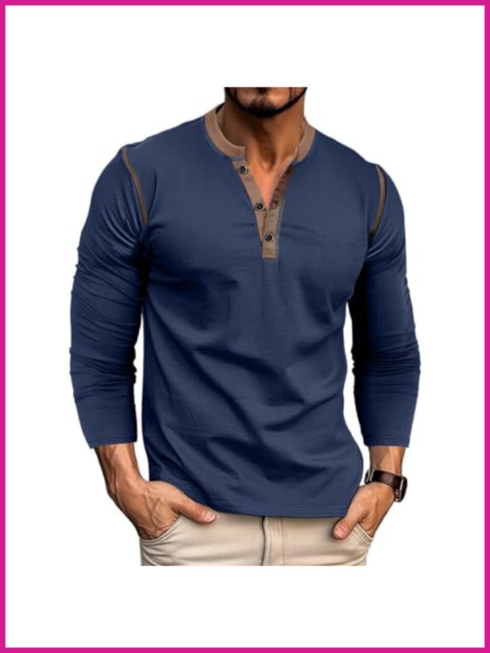 Men's Casual Henley Shirt Cotton Short Sleeve Slim Fit T-Shirt